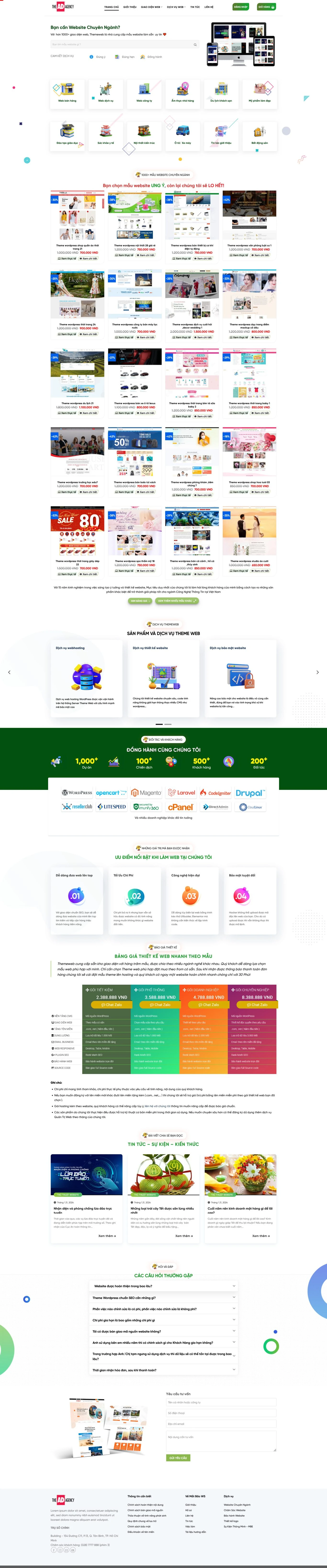 Theme wordpress công ty Agency7 full chức năng thiết kế web ,domain hosting ,bán theme